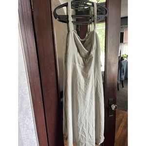 NWOT Abercrombie sage green cutout bow back slip wedding guest dress